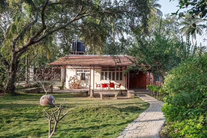 Covered verandah with seating at the farmhouse
